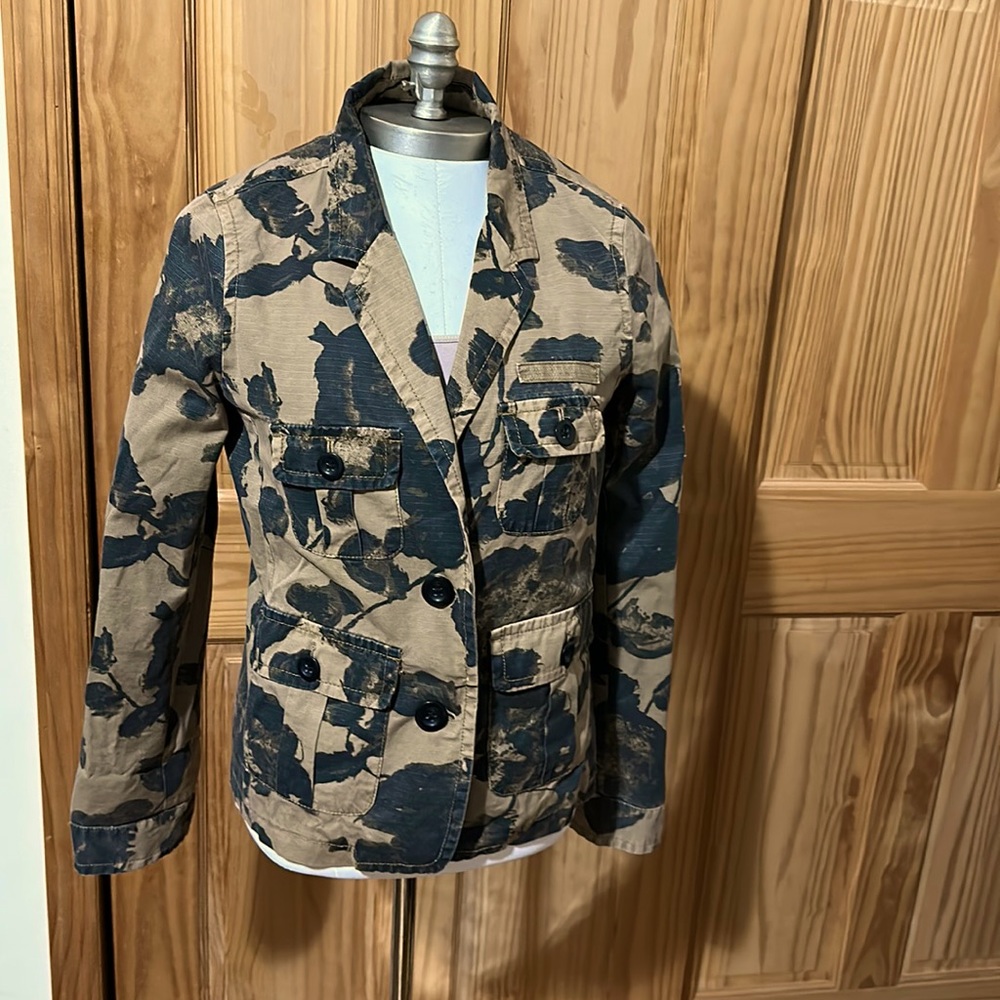 J CREW  FLORAL BLAZER BLACK/ TAN Size SMALL NWT